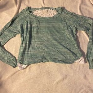 Green Marbled and Lace Oversized Shirt S
